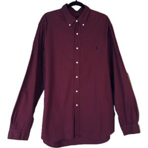 Ralph Lauren Burgundy Red XXL Oxford Long Sleeve Button Shirt Cotton Pony Logo